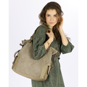 515. Shopper Ledertasche aus geflochten Leder mit Vintage-Effekt